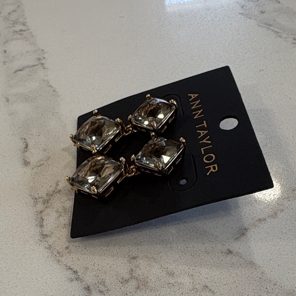 Ann Taylor Gold-Tone Earrings with Smoky Crystals - Picture 3 of 7